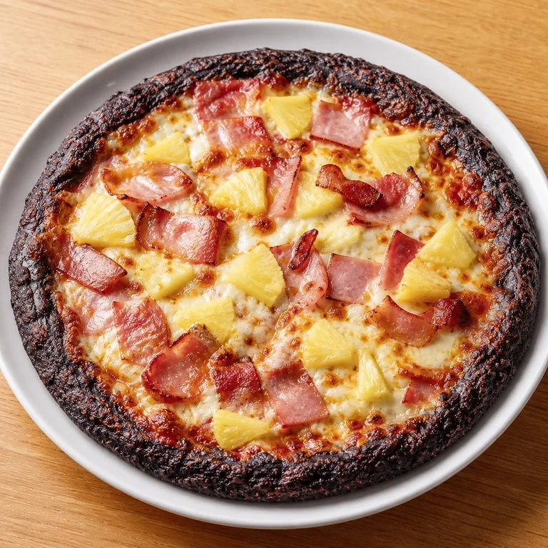 Pizza hawaiana de arroz negro