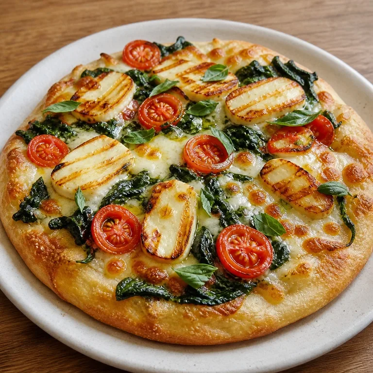 Pizza con pan halloumi