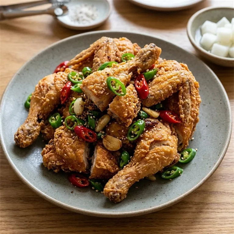 Ayam Goreng Utuh dengan Cabai