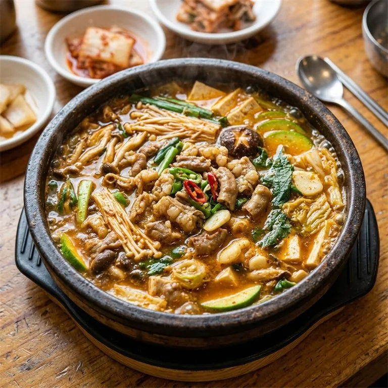 Hot Pot Babat Sapi dalam Mangkuk Tanah Liat