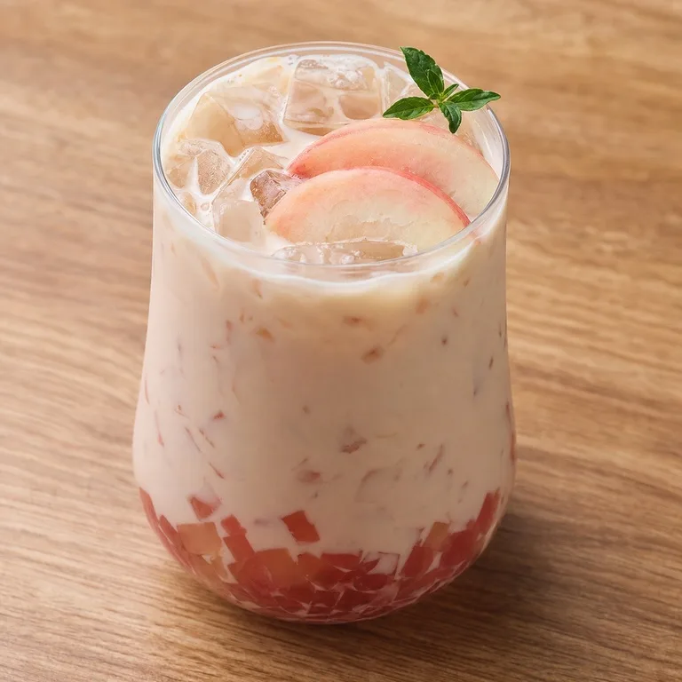 납작복숭아쥬얼리밀크티