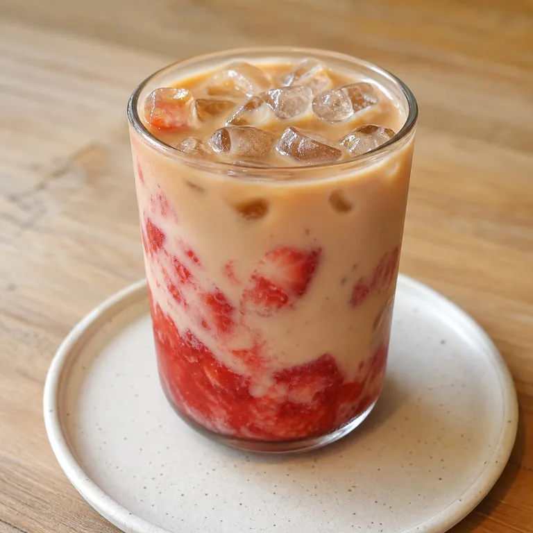 Té con leche negra y fresa helado