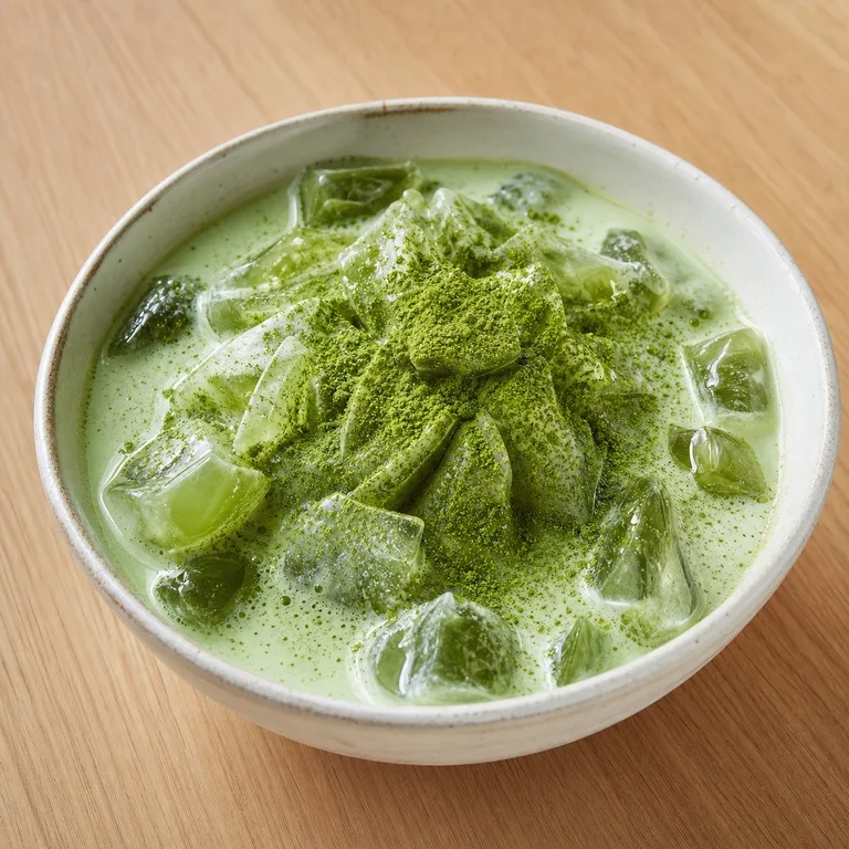 Té con leche verde de Jeju helado