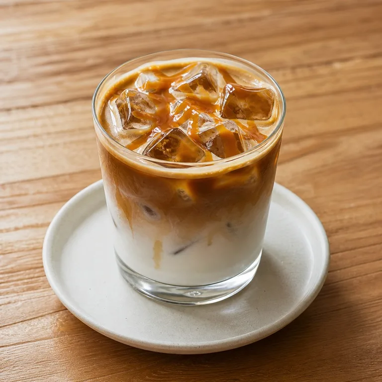 ดีแคฟมิลค์คาราเมลมาคีอาโตไอซ์กาแฟ