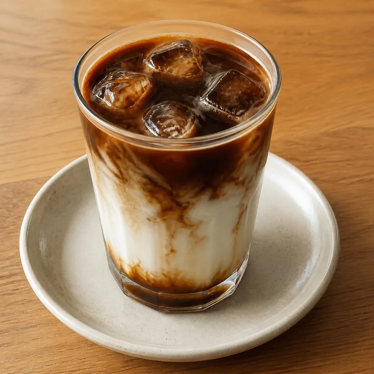 ดีแคฟโคลด์บรูน้ำตาลดำลาเต้ไอซ์กาแฟ