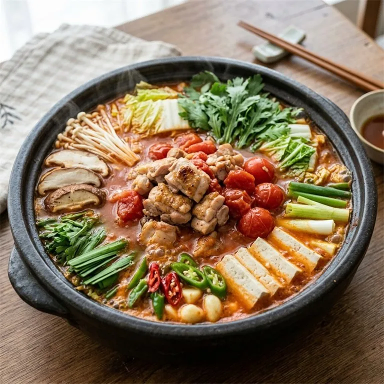 นาเบะไก่ใส่มะเขือเทศ