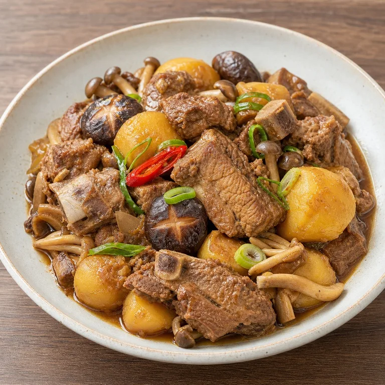 감자버섯돼지갈비찜