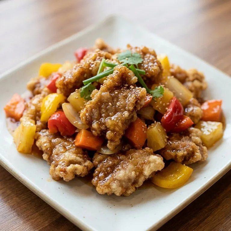 หมูผัดเปรี้ยวหวานแป้งข้าวเหนียว (สันนอก)