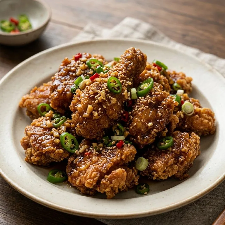 ไก่ทอดซอสซีอิ๊วกระเทียมพริกเผ็ด