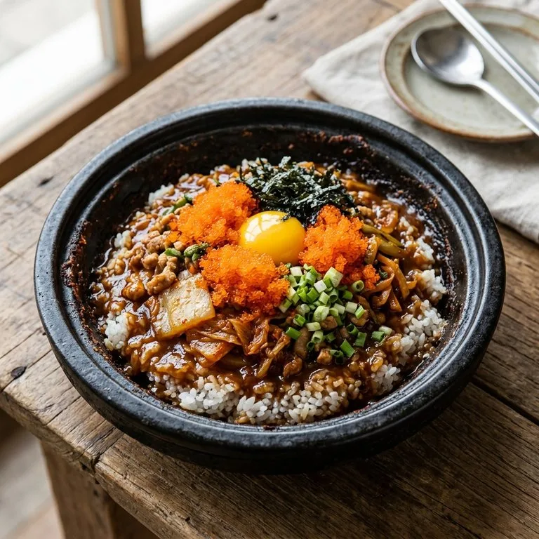 ข้าวหน้าไข่ปลาหม้อดิน