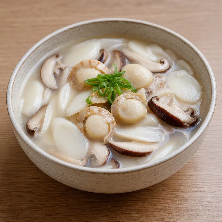 관자버섯떡국