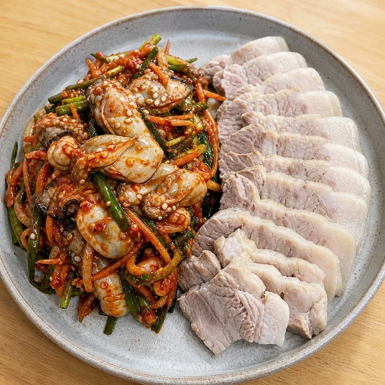 굴무침수육