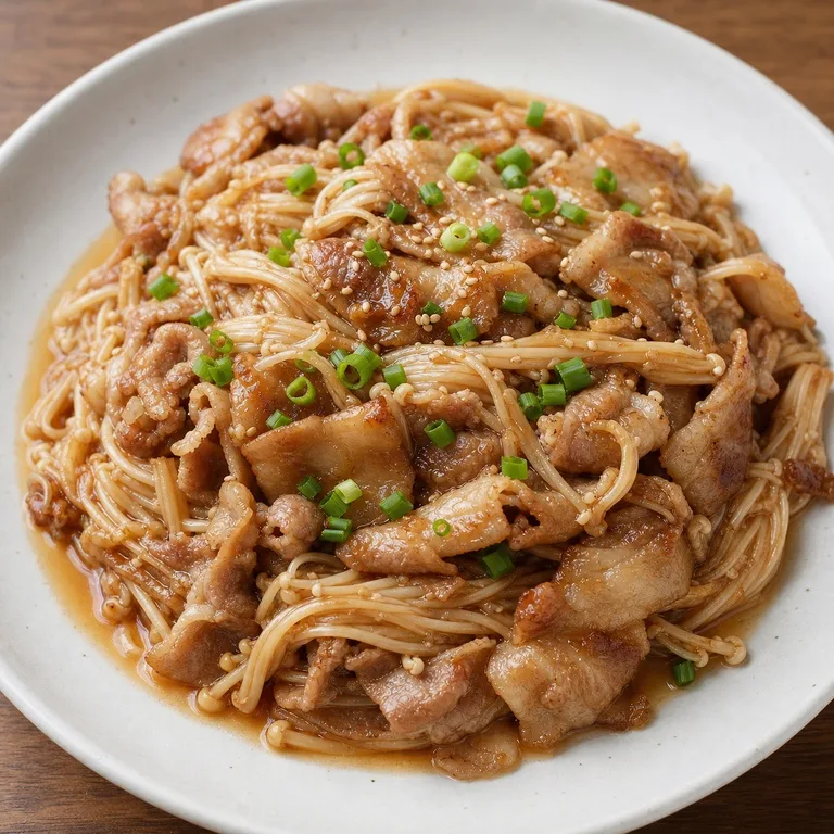 オイスターソースえのき薄切り三枚肉