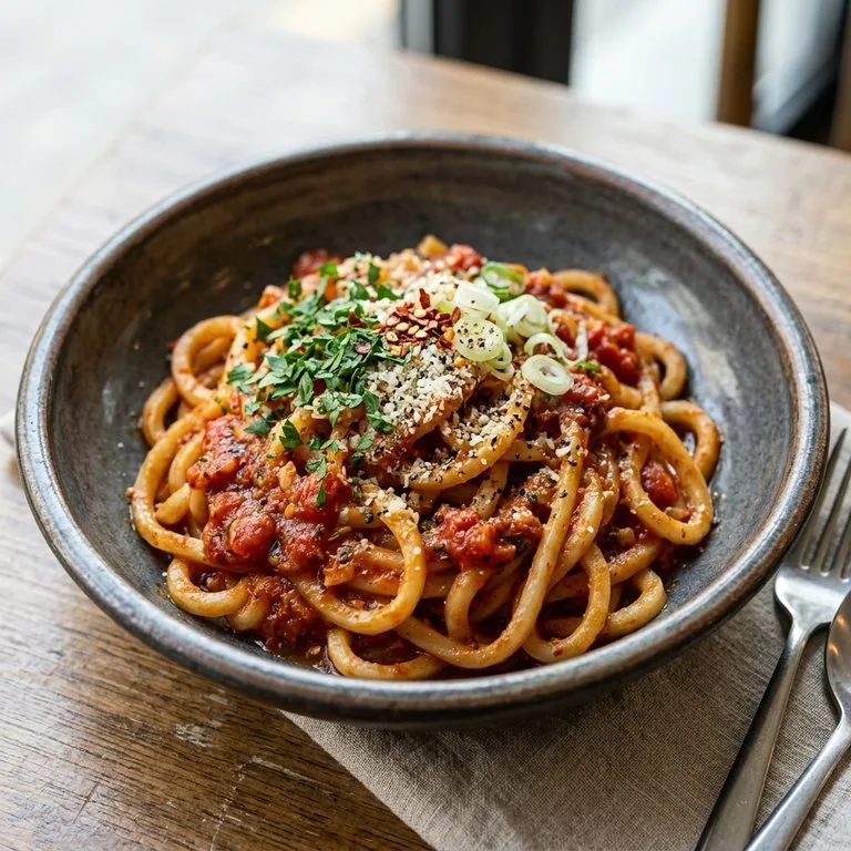 Udon Pasta Tomat Pedas