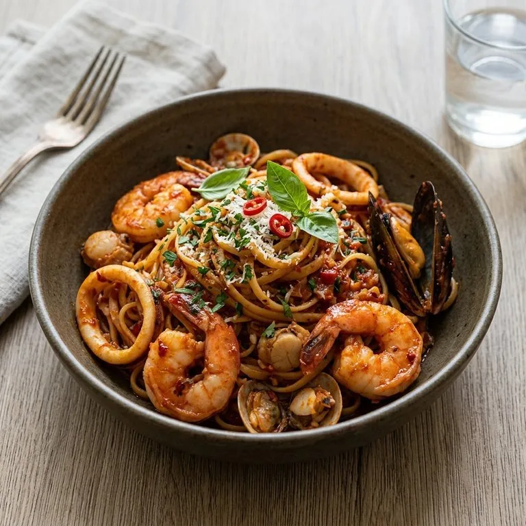 Pasta Tomat Seafood Pedas