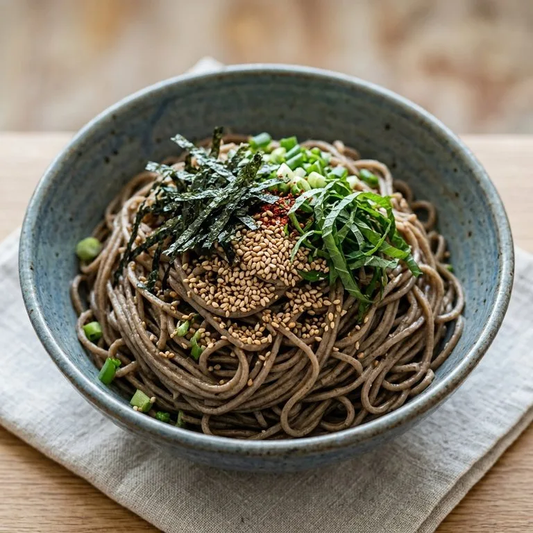 บะหมี่บัควีทคลุกน้ำมันงาขี้ม้อน