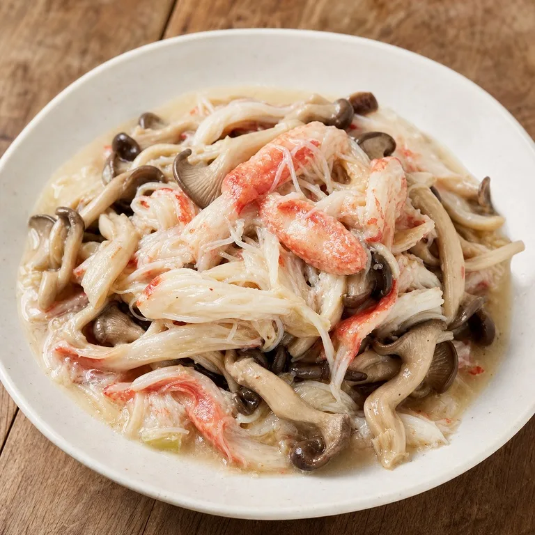 Jamur tiram dan daging kepiting