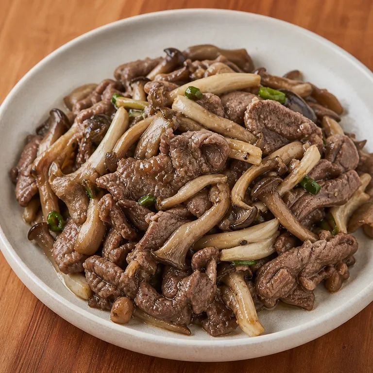 เห็ดนางฟ้าและเนื้อวัว