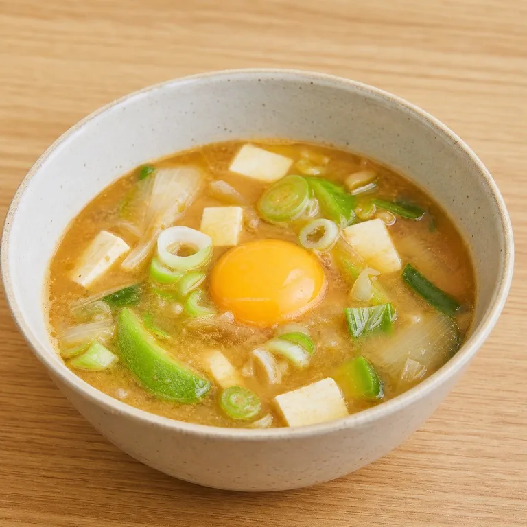 Sup Pasta Kedelai dengan Satu Telur
