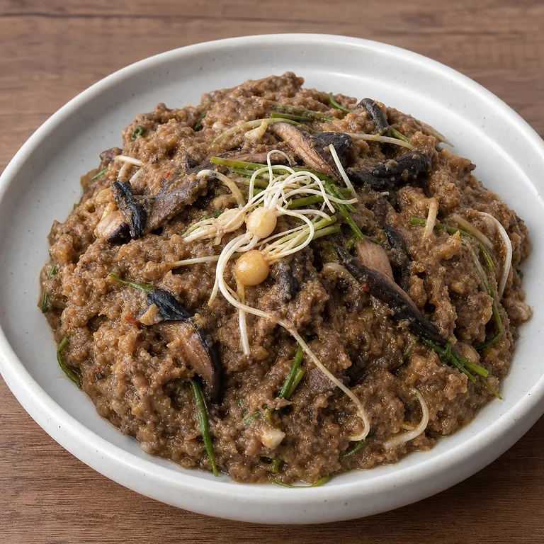 Pasta Kedelai Kucai Liar dan Jamur Neung-i