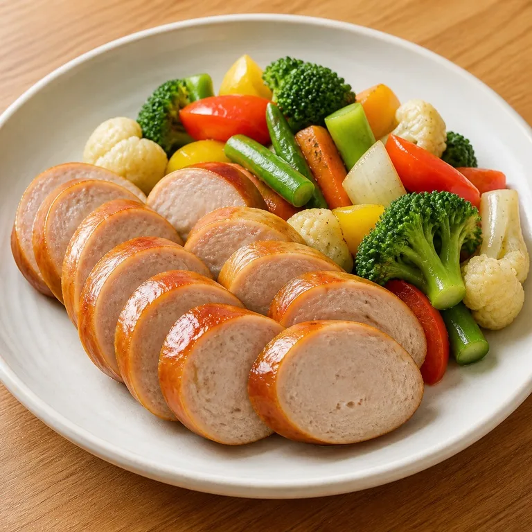 ไส้กรอกอกไก่และผัก