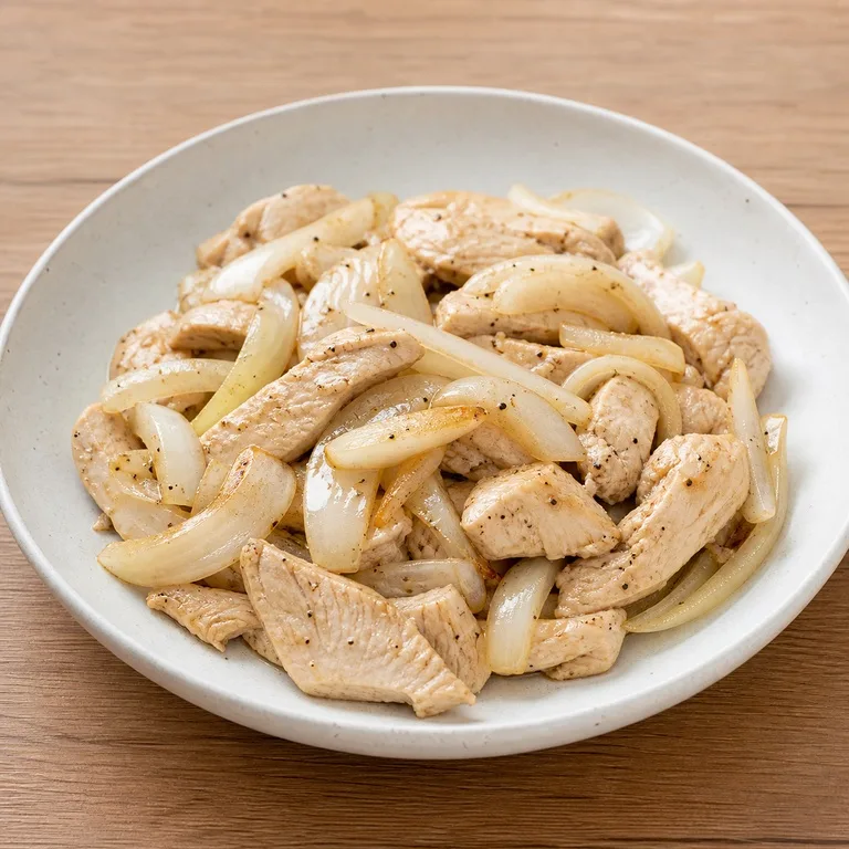 อกไก่และหอมใหญ่