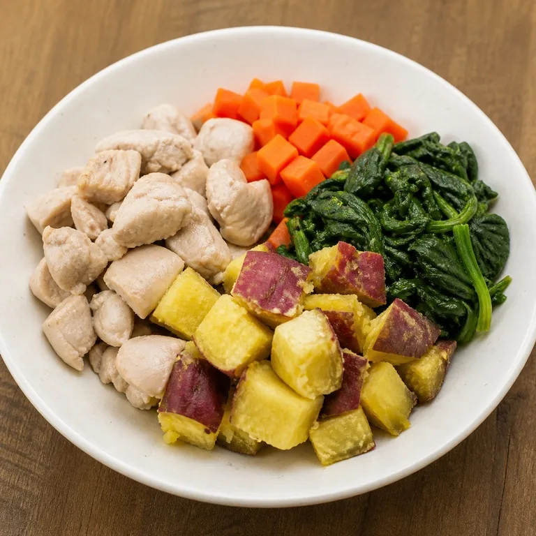 鶏肉ほうれん草人参サツマイモ