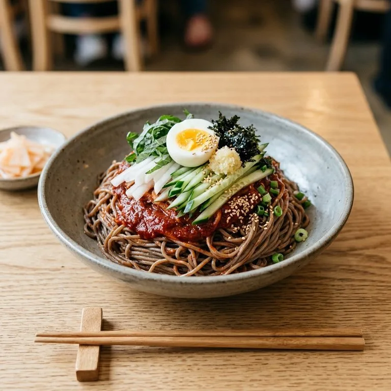 Mi Soba Dingin Pedas dengan Kaldu