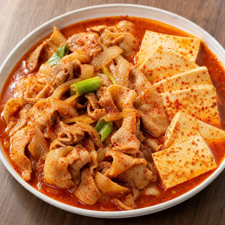 薄切りサムギョプサル豆腐煮付け
