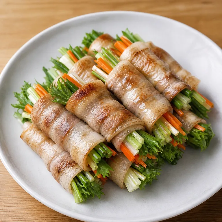 Gulungan Samgyeopsal Iris Tipis dan Sayuran