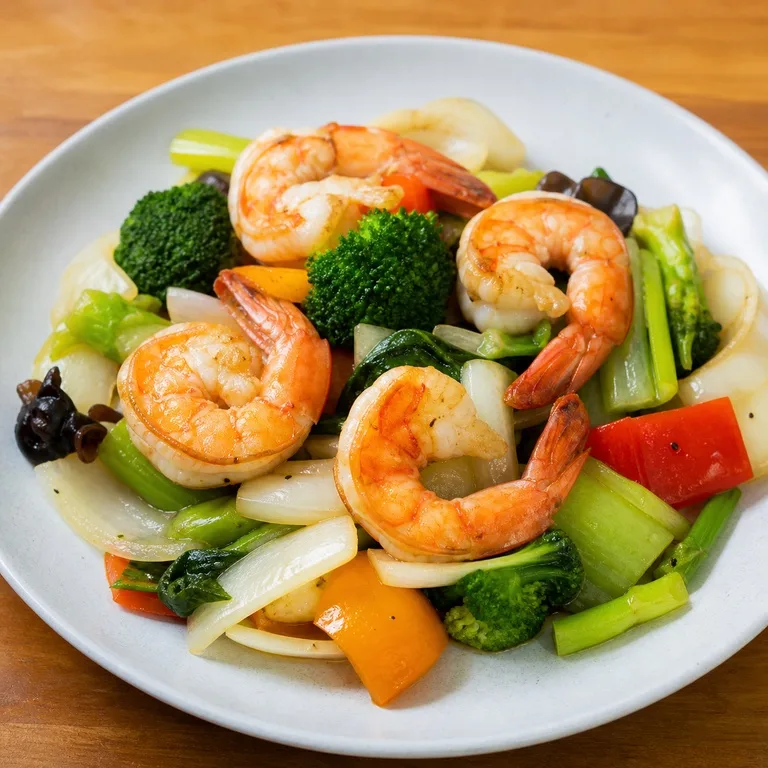 Udang Jumbo dengan Sayuran