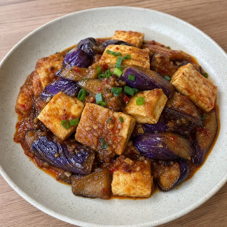 豆腐とナスの炒め物