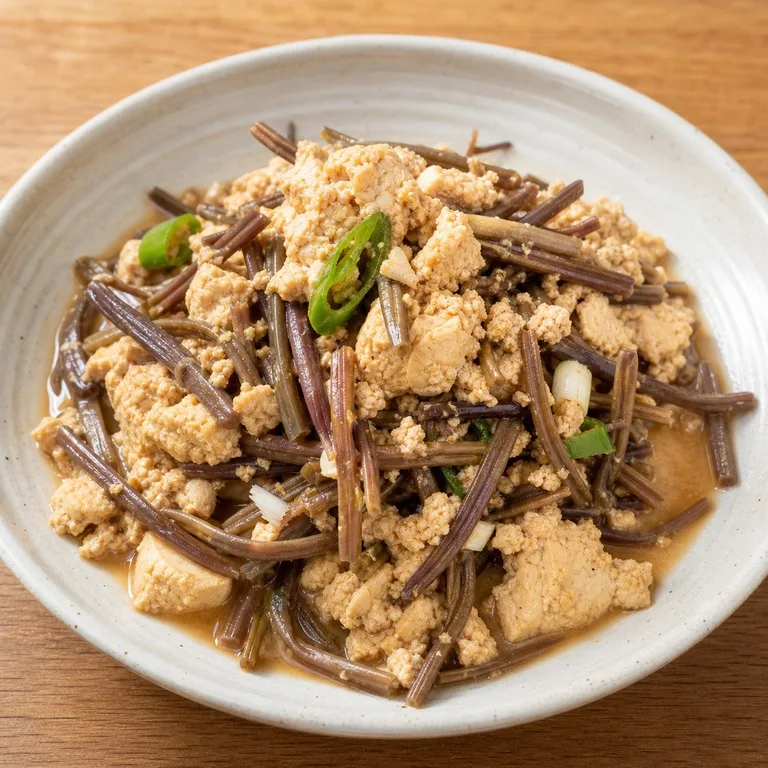 豆腐とサツマイモの蔓