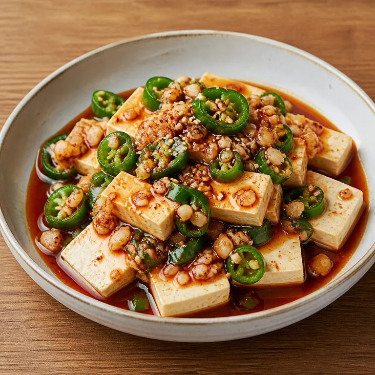 豆腐と唐辛子の冷製スープ