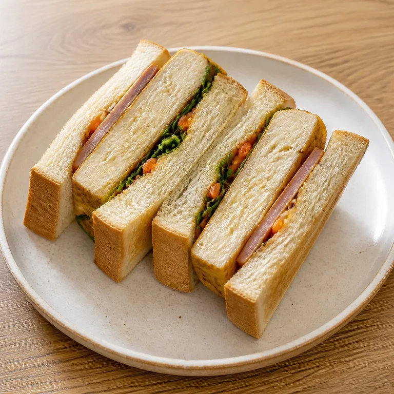豆腐とハムのサンドイッチ