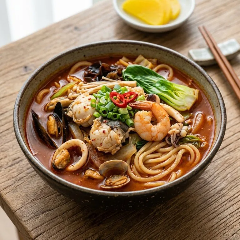 บกจัมปง (บะหมี่ซีฟู้ดรสเผ็ดปลาปักเป้า)
