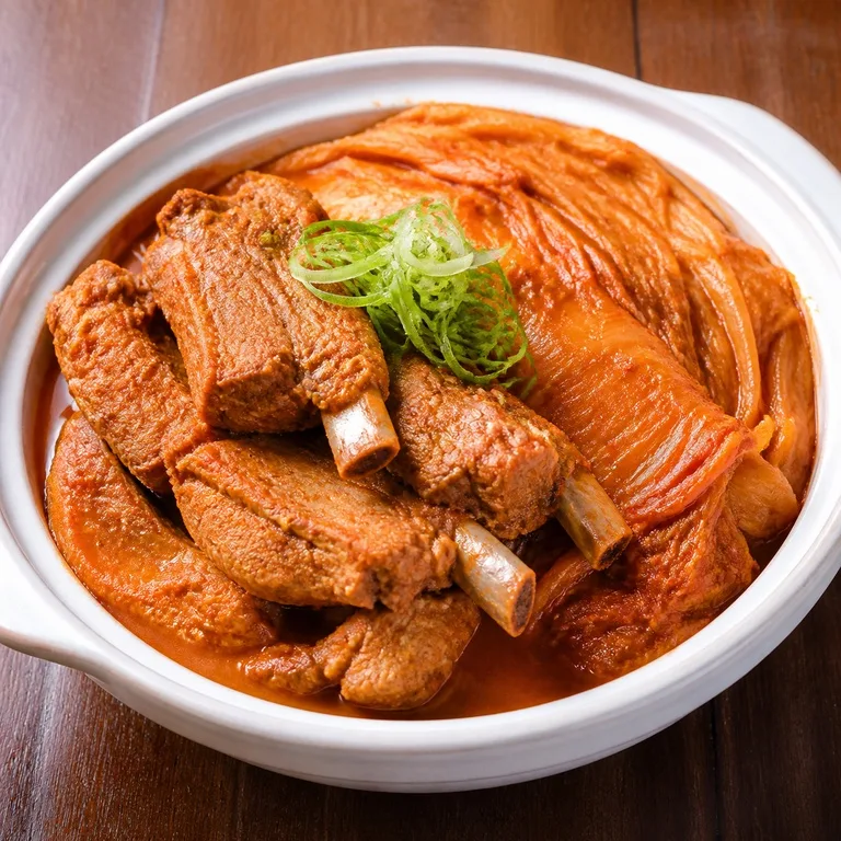 ซี่โครงหมูและกิมจิบ่ม