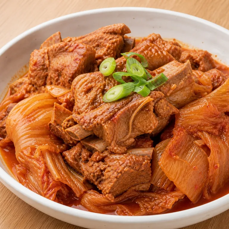ซี่โครงหมูและกิมจิบ่มนึ่ง