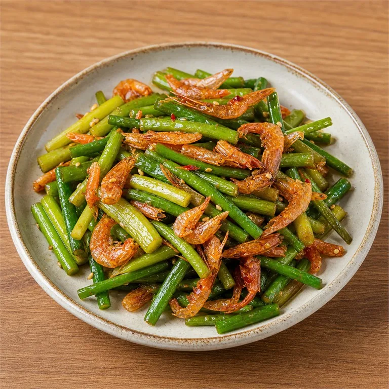 마늘종건새우
