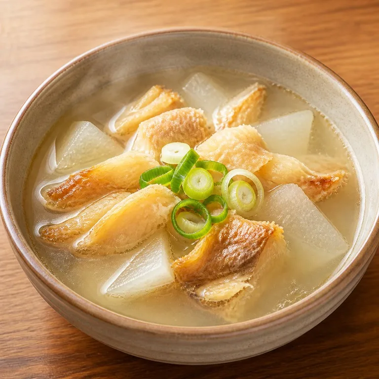 澄んだ干しスケトウダラ大根スープ