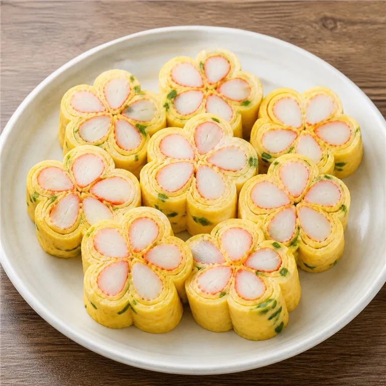 カニカマ卵巻きの花