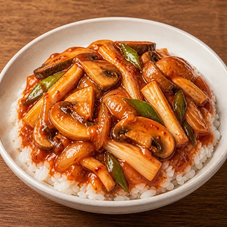 매콤버섯덮밥