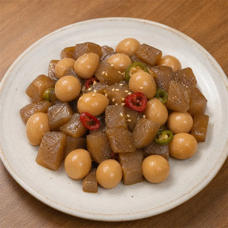 Telur Puyuh dan Konnyaku Masak Kecap