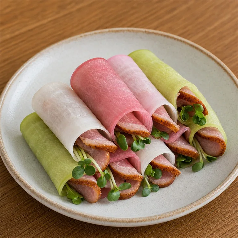 燻製合鴨の三色ダイコン巻き