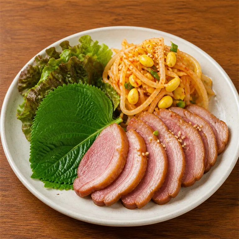 燻製合鴨と豆もやしの包み物