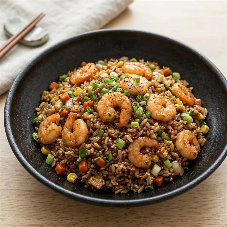 ข้าวผัดกุ้งกระทะร้อน