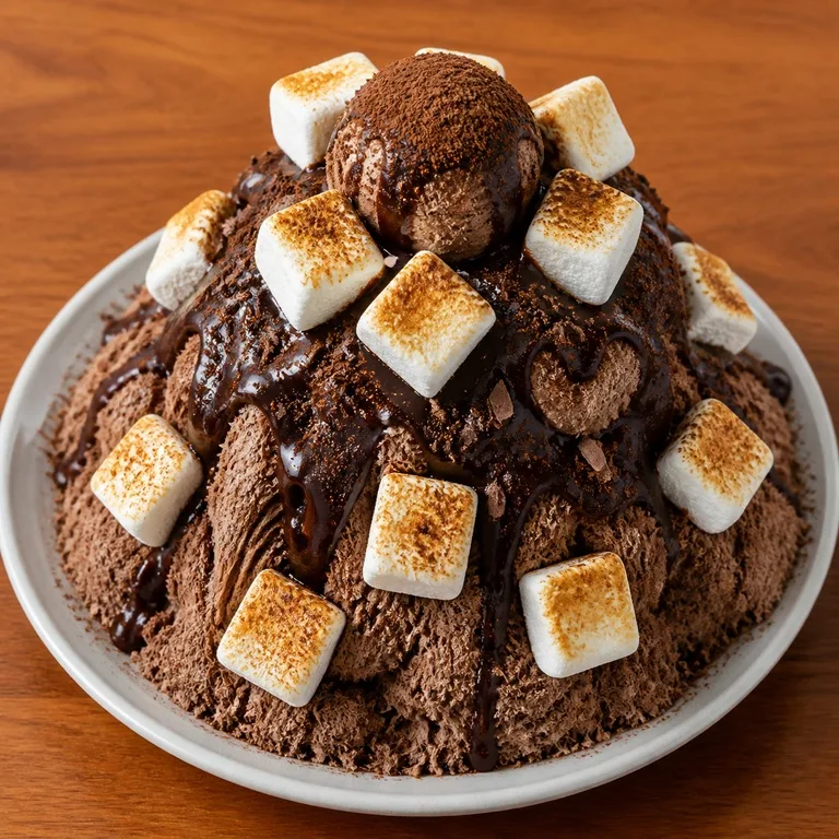 Колотый лёд с шоколадом и зефиром