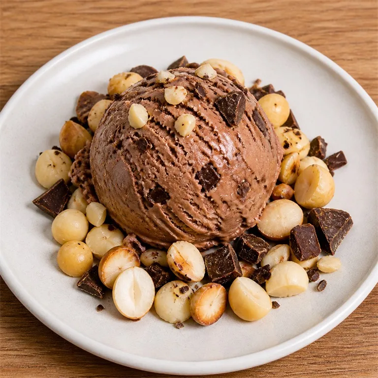 Es krim cokelat kacang macadamia