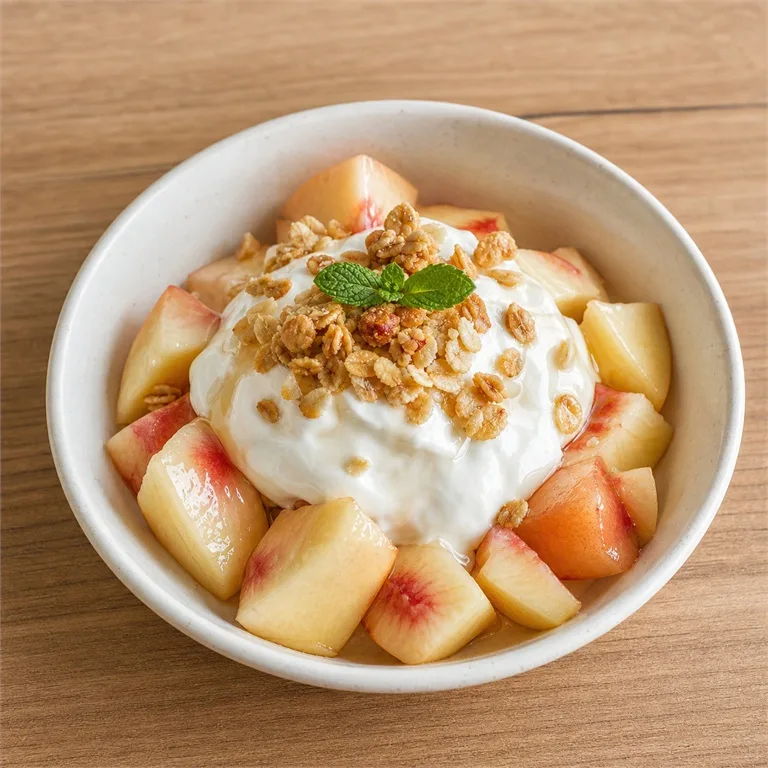 Yoghurt Yunani dengan Persik