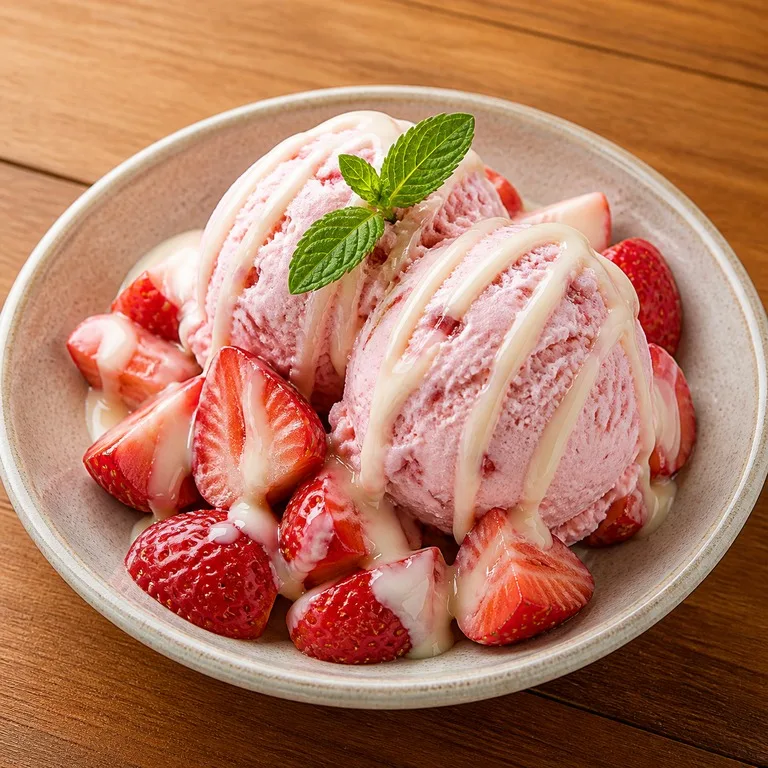 Es Krim Stroberi dan Susu Kental Manis